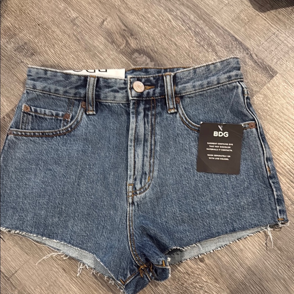BDG Blue Jean Shorts High-Waisted Frayed Hem